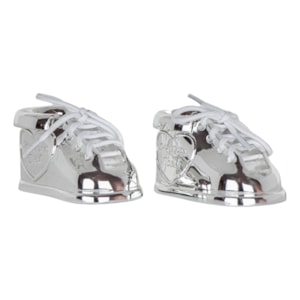 Porta Dente e Cacho Sapatinho Metal Branco - 2 Peças