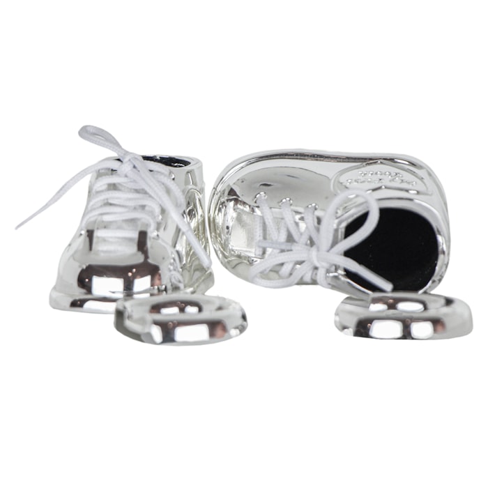 Porta Dente e Cacho Sapatinho Metal Branco - 2 Peças - Madel Home