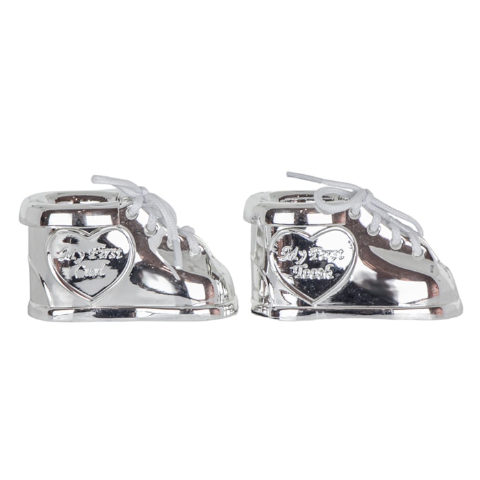 Porta Dente e Cacho Sapatinho Metal Branco - 2 Peças - Madel Home