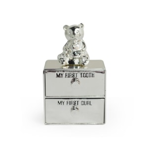 Porta Dente e Cacho Urso Metal Silver Plate - 2 Peças