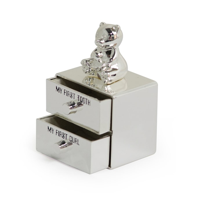 Porta Dente e Cacho Urso Metal Silver Plate - 2 Peças - Madel Home