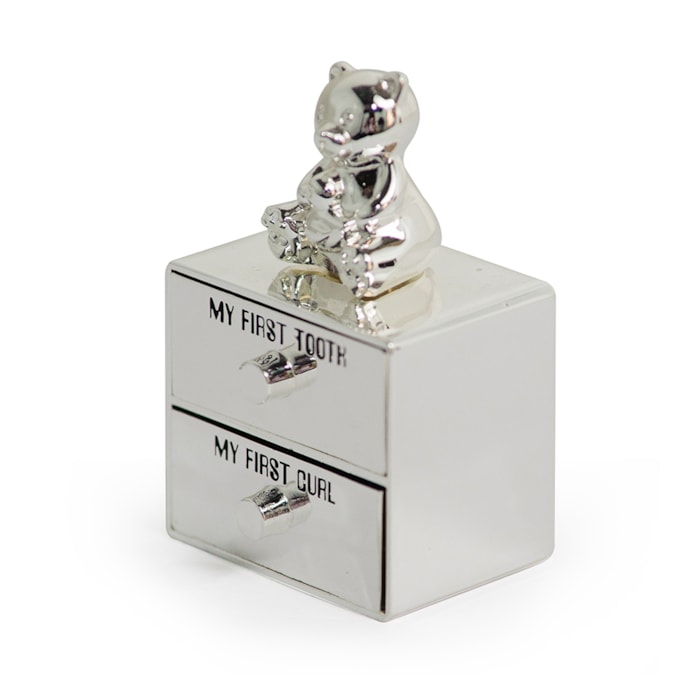 Porta Dente e Cacho Urso Metal Silver Plate - 2 Peças - Madel Home