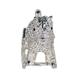 Porta Dente ou Cacho Cavalo de Balanco com Strass Prata
