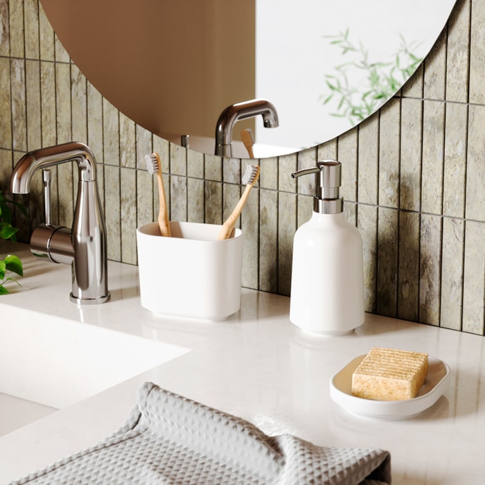 Porta Escova/Pasta Step Branco Umbra - Madel Home