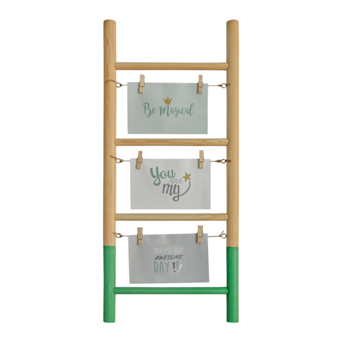 Porta Foto em Formato de Escada Madeira Verde - 60cm - Madel Home