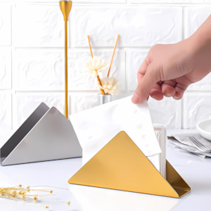 Porta Guardanapos de Aço Inox Escovado Wolff Dourado