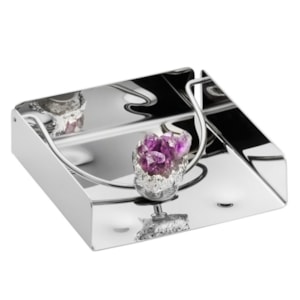 Porta Guardanapos Manuela Inox Horizontal Com Pedra Ametista Riva