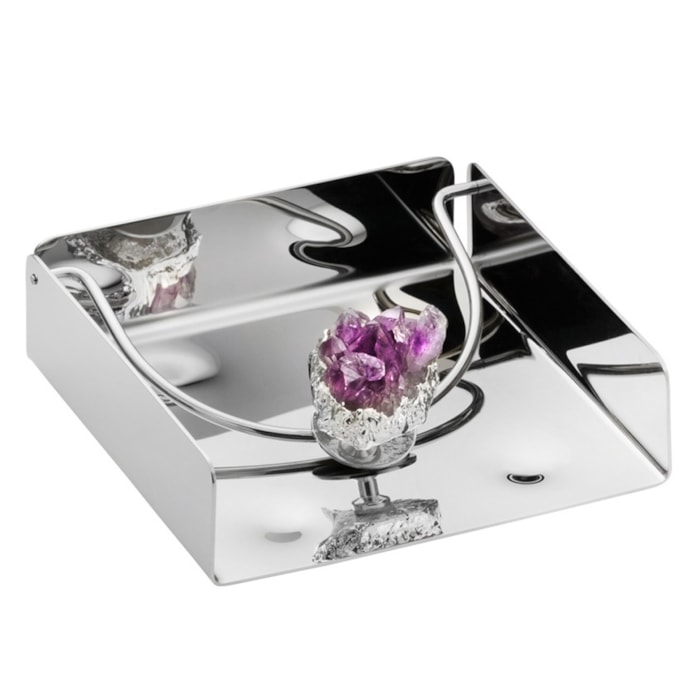 Porta Guardanapos Manuela Inox Horizontal Com Pedra Ametista Riva - Madel Home