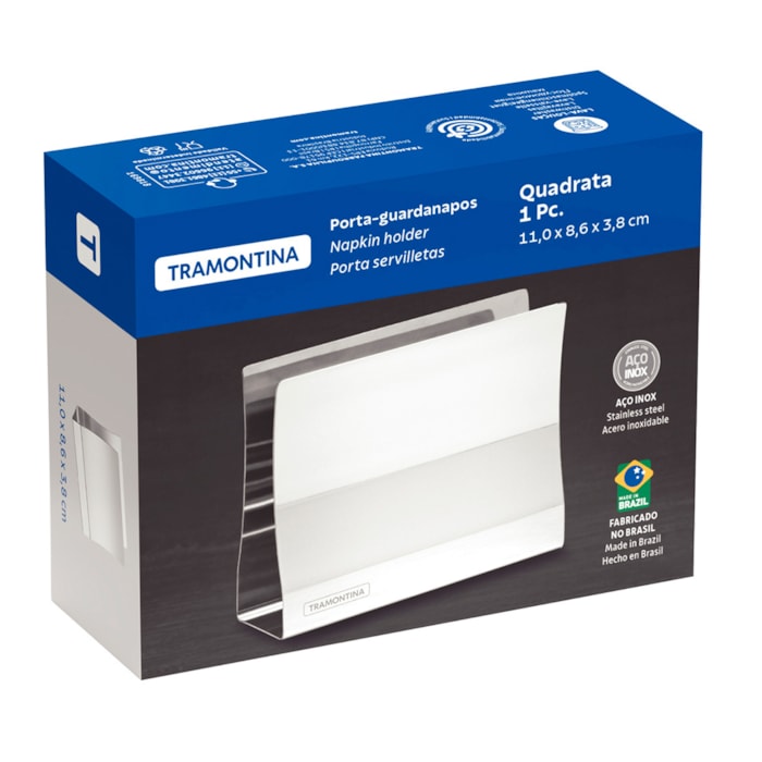 Porta Guardanapos Quadrata Aço Inox Brilho Tramontina - Madel Home