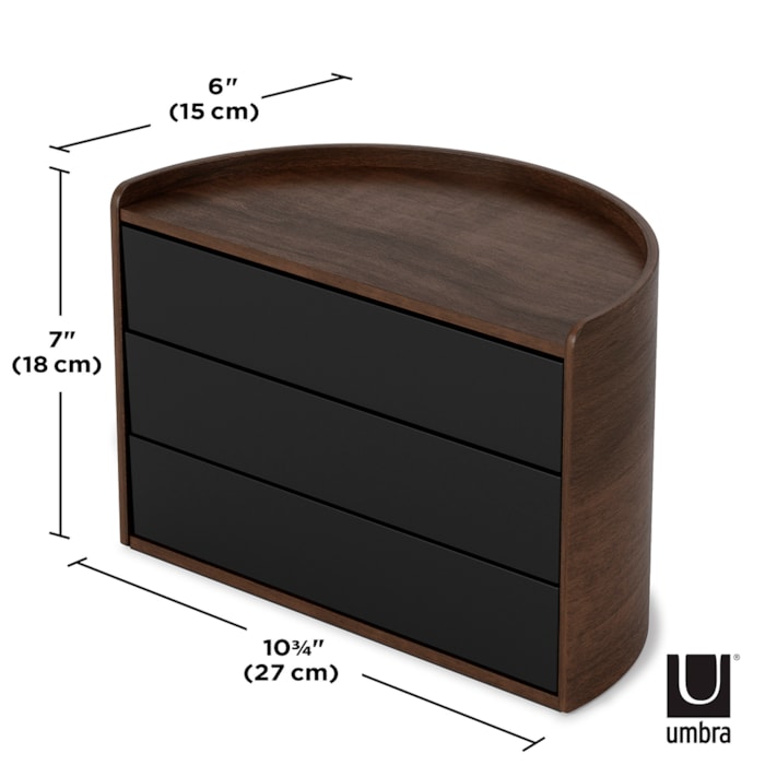 Porta Joia Moona Madeira Preto Noz Umbra - 18,42cm - Madel Home