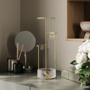 Porta Joias de Aço e Vidro Tesora Dourado Umbra - 13,34cm