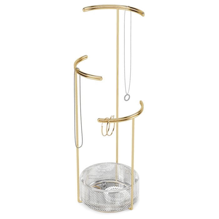 Porta Joias de Aço e Vidro Tesora Dourado Umbra - 13,34cm - Madel Home