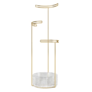 Porta Joias de Aço e Vidro Tesora Dourado Umbra - 13,34cm