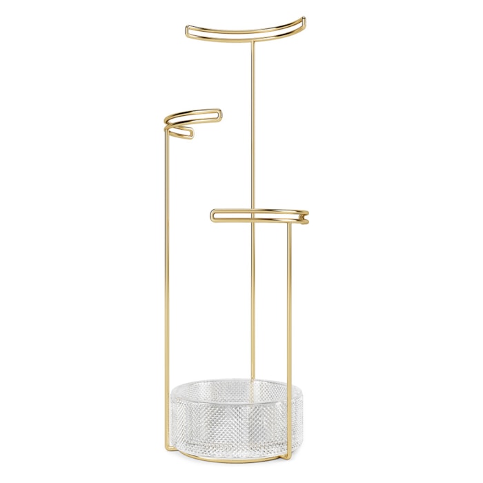 Porta Joias de Aço e Vidro Tesora Dourado Umbra - 13,34cm - Madel Home