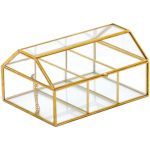 Porta Joias de Vidro e Metal Dourado M - 28cm