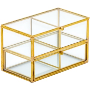Porta Joias de Vidro e Metal Dourado P - 18cm