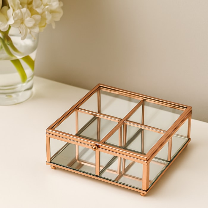 Porta Joias de Vidro e Metal Transparente P - 13cm - Madel Home