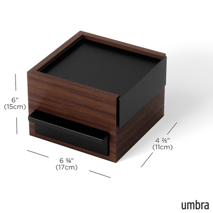 Porta Joias Mini Stowit Madeira Preto Marrom Umbra - 17,02cm - Madel Home