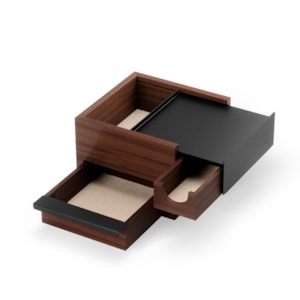 Porta Joias Mini Stowit Madeira Preto Marrom Umbra - 17,02cm 