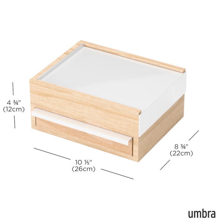 Porta Joias Stowit Madeira Branco Natural Umbra - 22,09cm - Madel Home