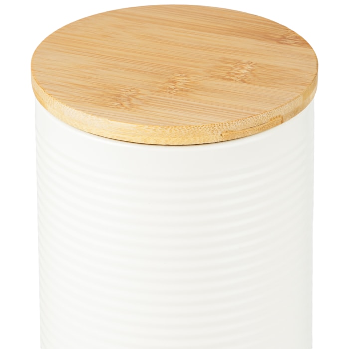 Porta Macarrão de Ferro Branco Tampa Madeira - 31cm - Madel Home