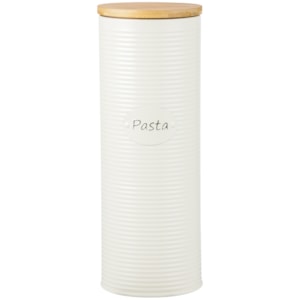 Porta Macarrão de Ferro Branco Tampa Madeira - 31cm 