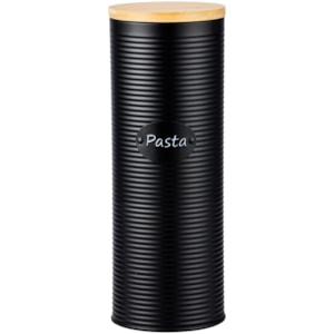 Porta Macarrão de Ferro Preto Tampa Madeira - 30cm