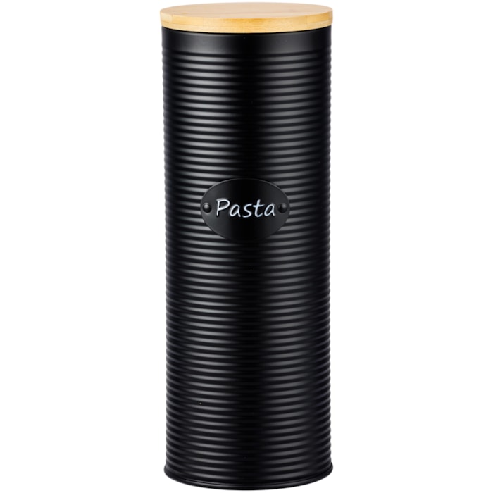 Porta Macarrão de Ferro Preto Tampa Madeira - 30cm - Madel Home