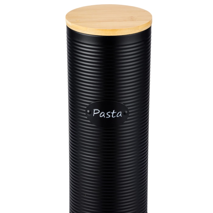 Porta Macarrão de Ferro Preto Tampa Madeira - 30cm - Madel Home