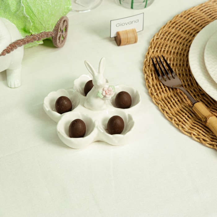 Porta Ovos de Páscoa Coelho Branco - 11cm - Madel Home