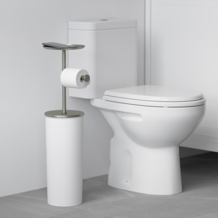 Porta Papel Higiênico de Chão Portaloo Aço Níquel Umbra - Madel Home