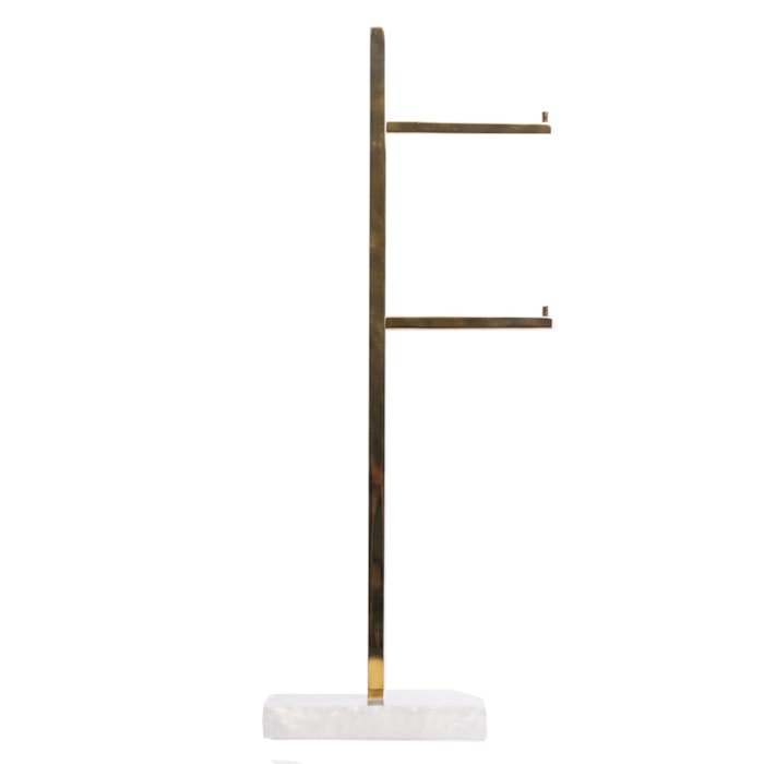 Porta Papel Higiênico Duplo de Chão em Metal Nude Pérola - 53cm - Madel Home