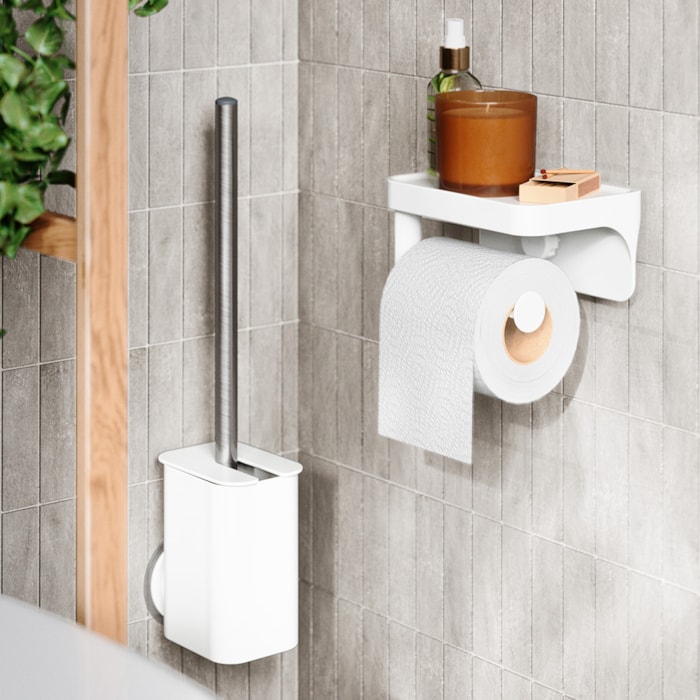 Porta Papel Higiênico Flex Adesivo Abs Umbra Branco - Madel Home