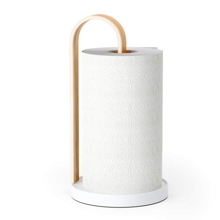 Porta Papel Toalha Bellwood Madeira Branco/Natural Umbra - Madel Home