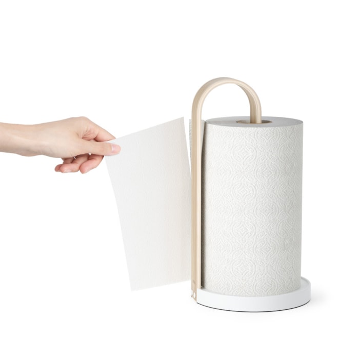 Porta Papel Toalha Bellwood Madeira Branco/Natural Umbra - Madel Home
