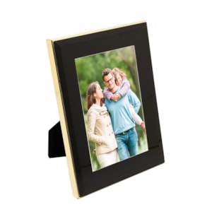 Porta Retrato de Aço Inox com Vidro Moldura Preta Wolff - 15cm
