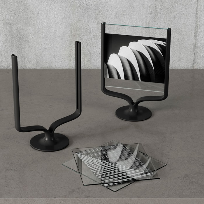 Porta Retrato de Alumínio Wishbone Preto Umbra - 25cm - Madel Home