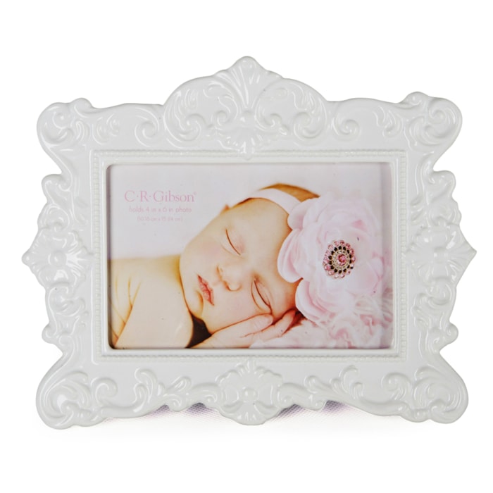 Porta Retrato de Cerâmica Retro Branco - 24x19cm - Madel Home
