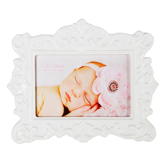 Porta Retrato de Cerâmica Retro Branco - 24x19cm - Madel Home