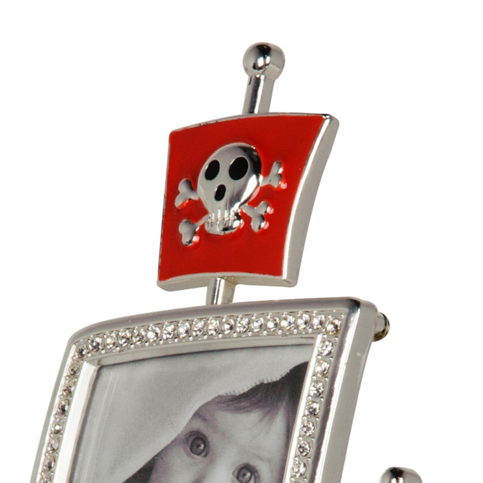 Porta Retrato de Ferro Navio Pirata Prata - 18x15cm - Madel Home