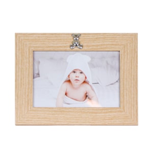 Porta Retrato de Madeira e Detalhe Urso Marrom - 15x10cm