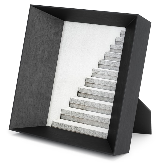 Porta Retrato de Madeira Lookout Moldura Preta Umbra - 19,68cm - Madel Home
