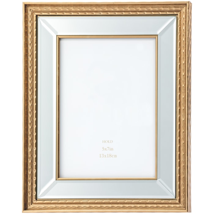 Porta Retrato de Mdf com Espelho Moldura Bronze - 25cm - Madel Home