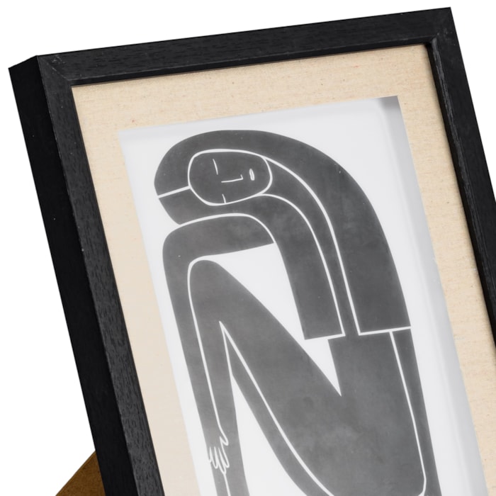 Porta Retrato de Mdf e Linho Moldura Bege e Preta - 32,5cm - Madel Home
