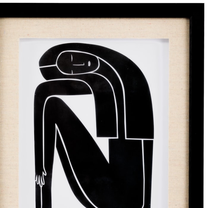 Porta Retrato de Mdf e Linho Moldura Bege e Preta - 32,5cm - Madel Home