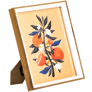 Porta Retrato de Mdf e Vidro Bege e Moldura Branca - 27cm