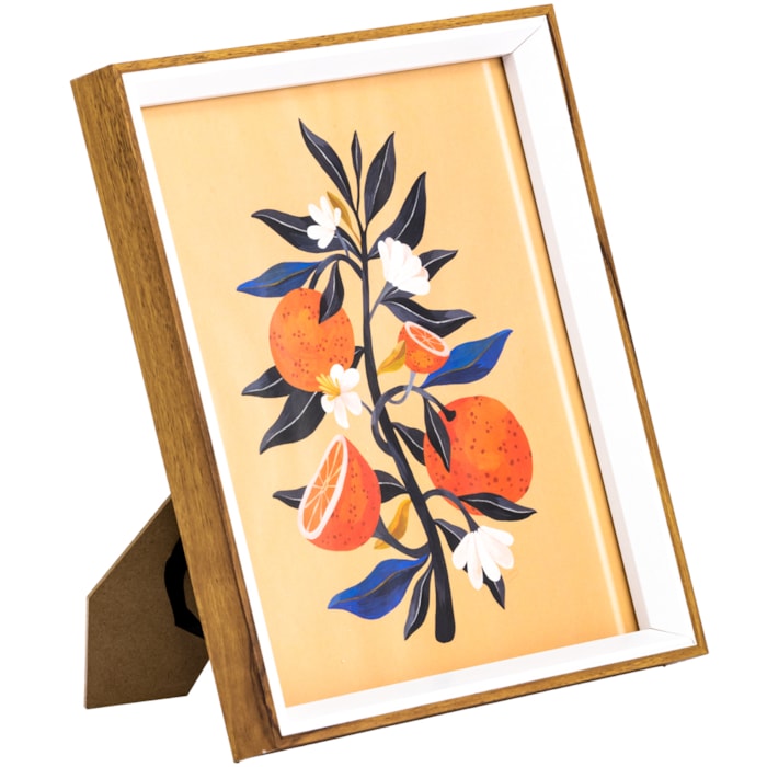 Porta Retrato de Mdf e Vidro Bege e Moldura Branca - 27cm - Madel Home