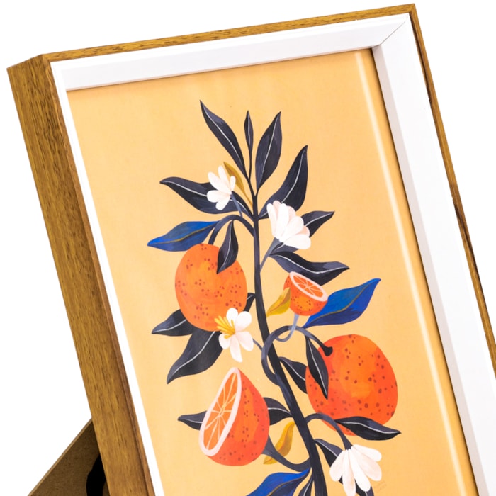 Porta Retrato de Mdf e Vidro Bege e Moldura Branca - 27cm - Madel Home