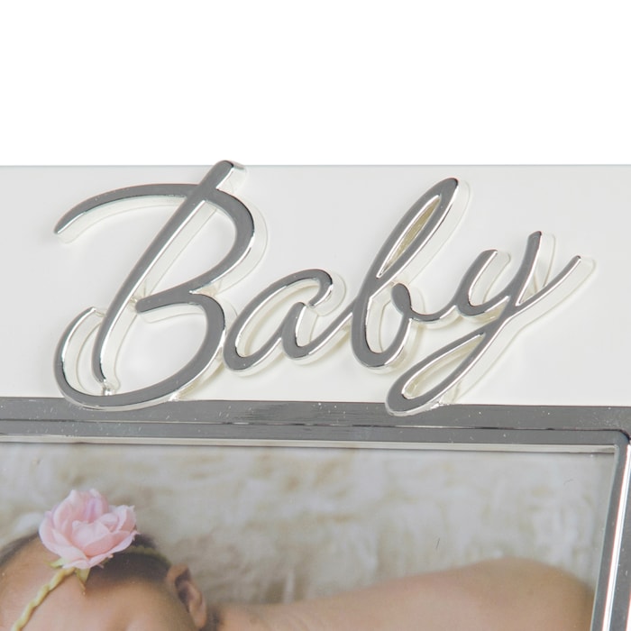 Porta Retrato de MDF e Zinco Charme Baby Prata - 21x19cm - Madel Home