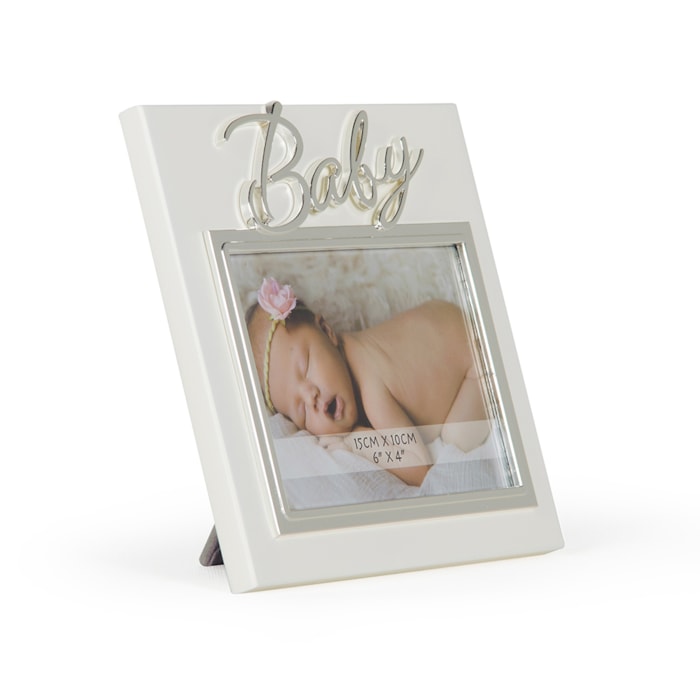 Porta Retrato de MDF e Zinco Charme Baby Prata - 21x19cm - Madel Home